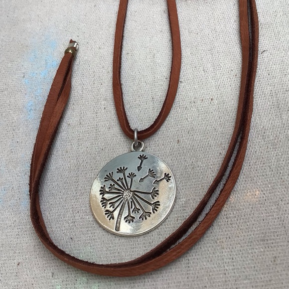 Dandelion Leather Cord Sundance Charm Necklace Sale - Picture 1 of 8